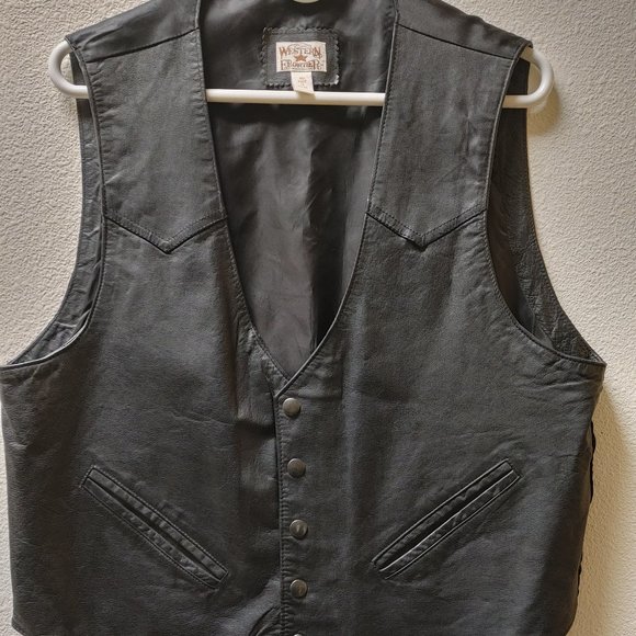WESTERRN FRONTIER LEATHER VEST XL - Picture 1 of 9